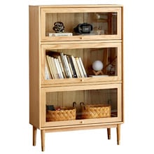 Baros 3 Shelf Oak Wood Display Cabinet